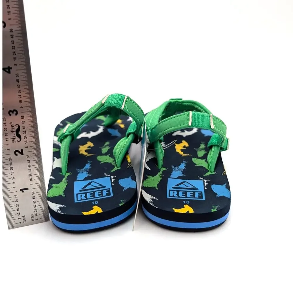 Reef Little Ahi Flip Flop Sandals Open Toe Boys' Multi Shark Size US10 EU26